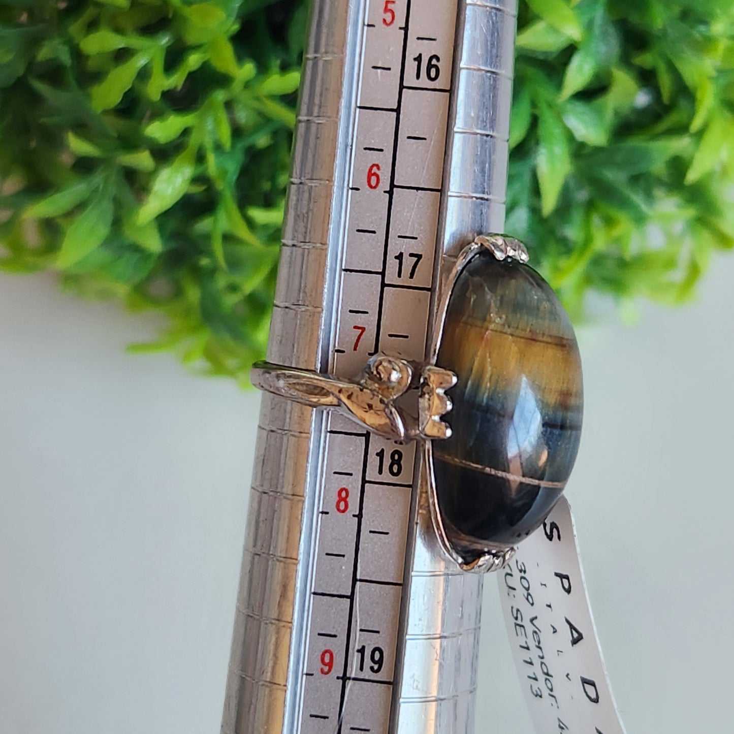 925 Sterling Silver Tigers Eye Marquise Ring