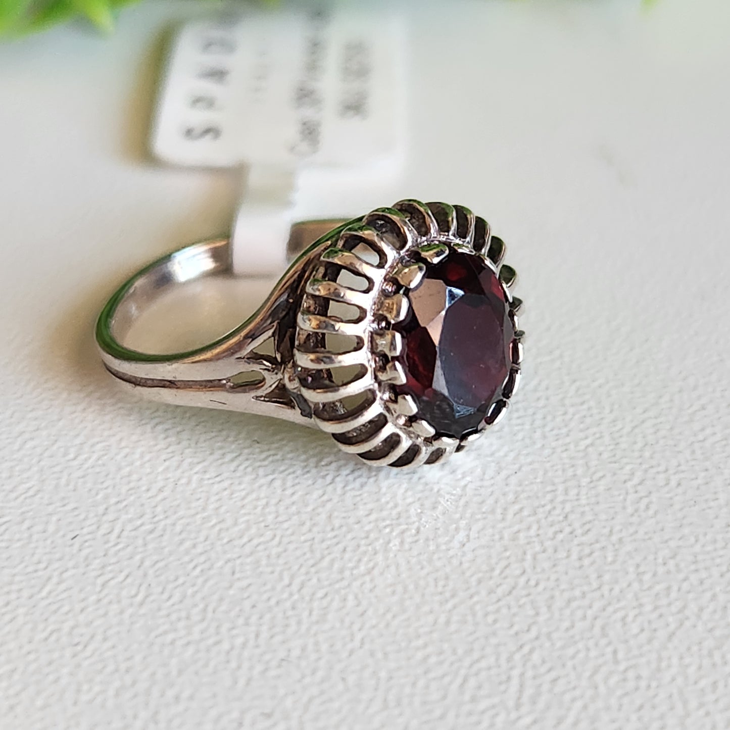 925 Sterling Silver Vintage Rhodolite Garnet Ring