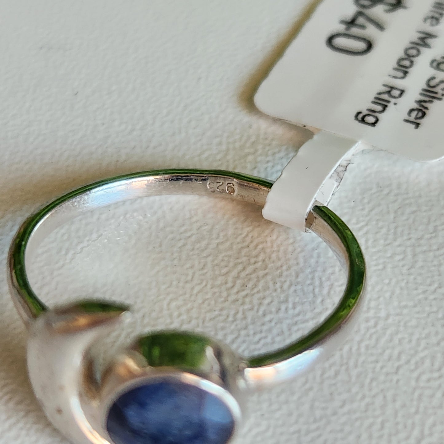 925 Sterling Silver Sapphire Moon Ring