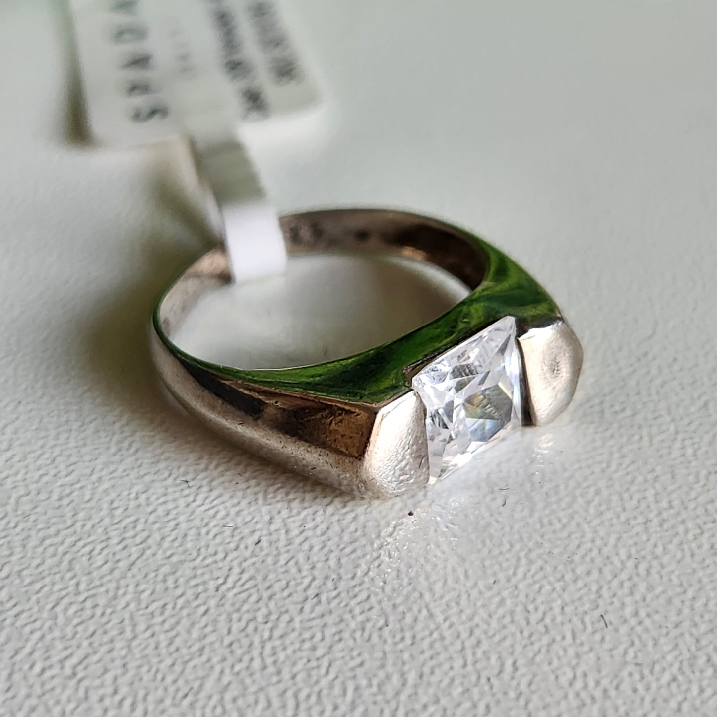 925 Sterling Silver CZ Princess Tension Ring