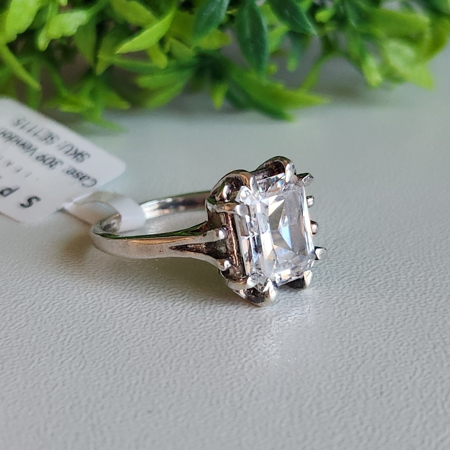 925 Sterling Silver Princess CZ Engagement Ring