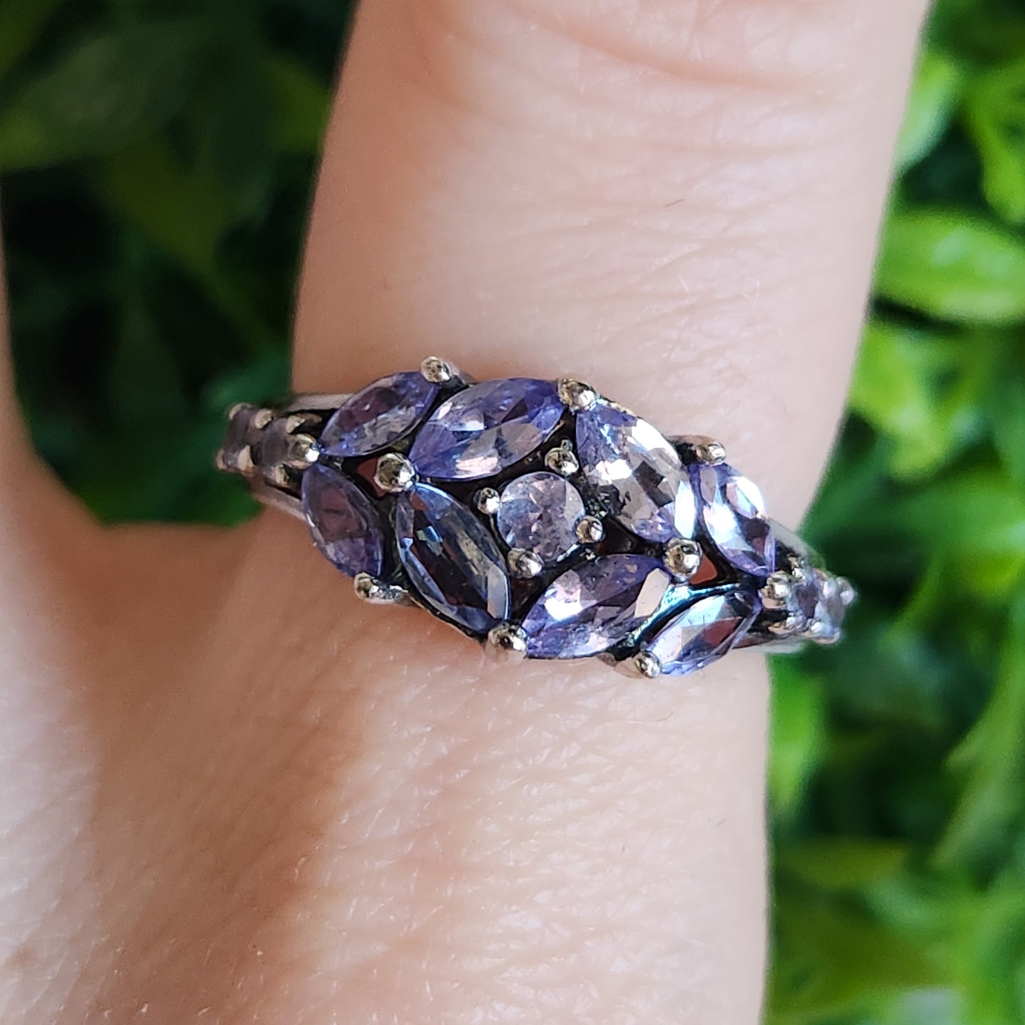 925 Sterling Silver Tanzanite Cluster Ring