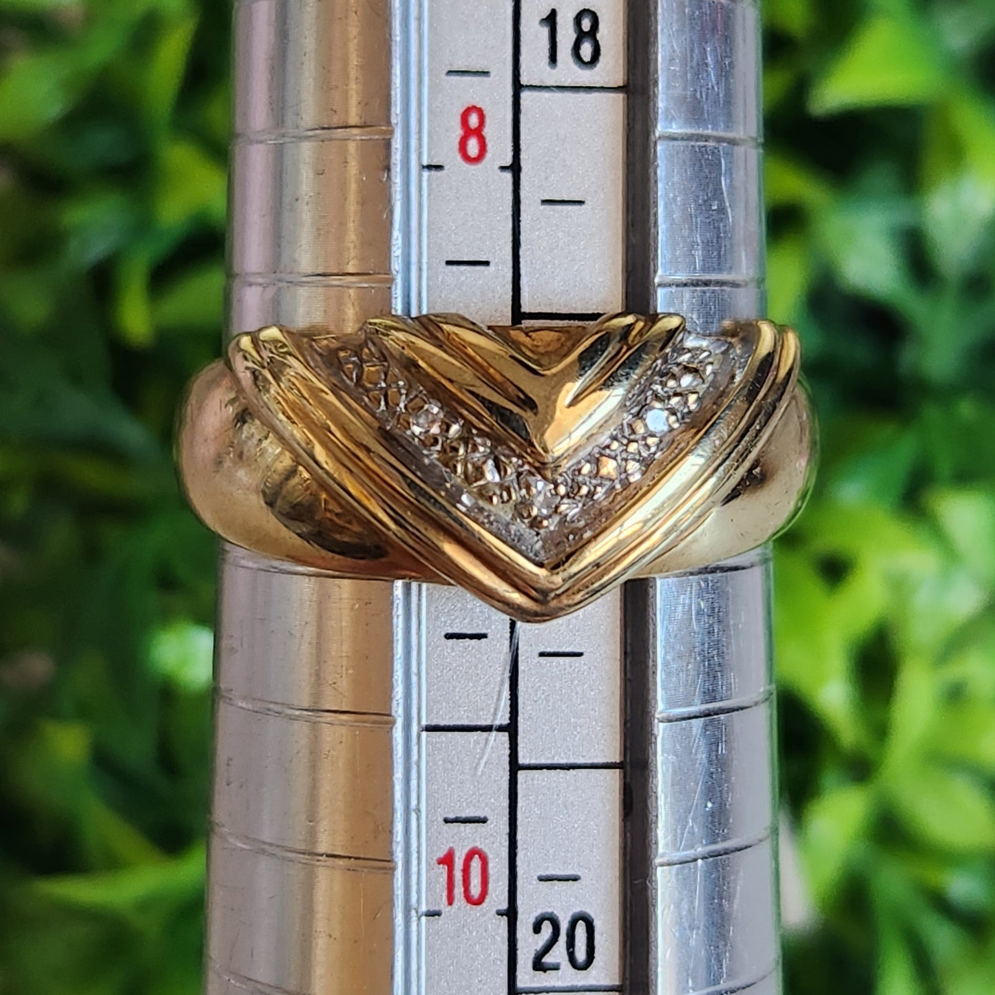 9kt White Gold and Diamond Chevron Ring