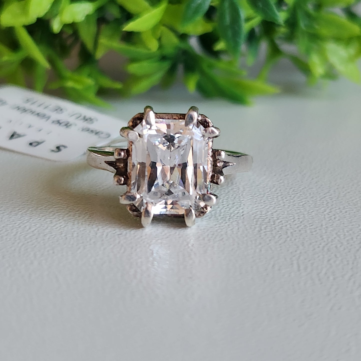 925 Sterling Silver Princess CZ Engagement Ring