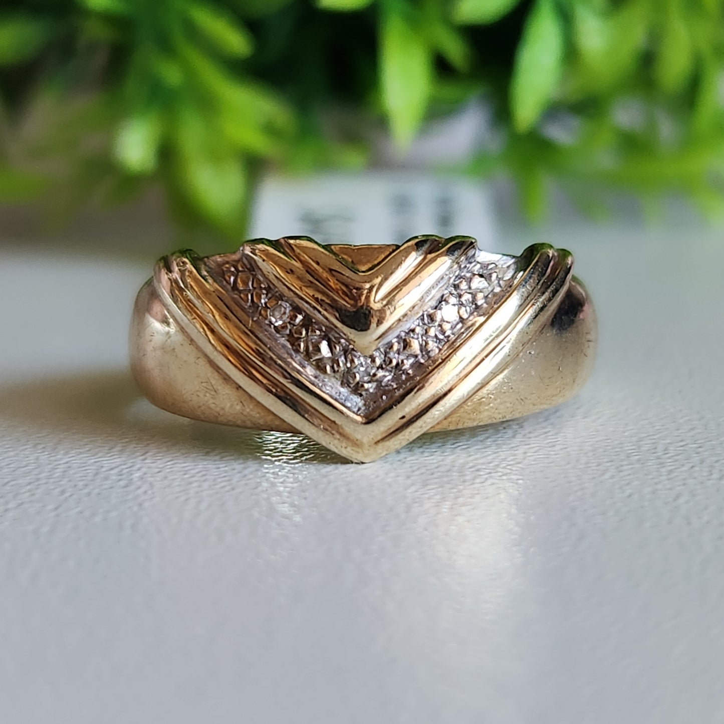 9kt White Gold and Diamond Chevron Ring