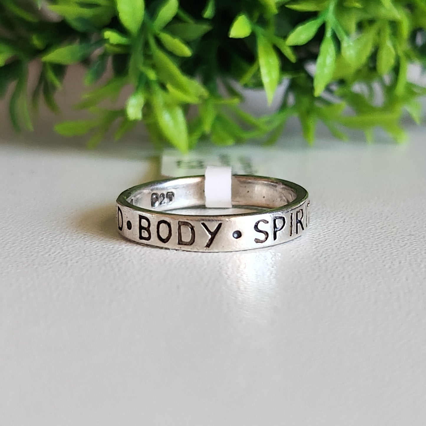 925 Sterling Silver Mind Body Spirit Love Peace Ring
