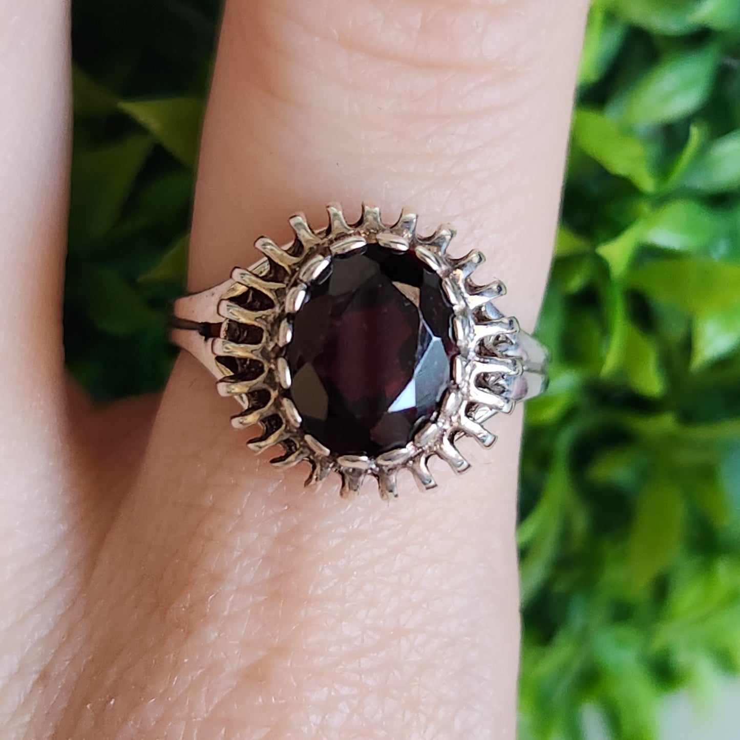 925 Sterling Silver Vintage Rhodolite Garnet Ring