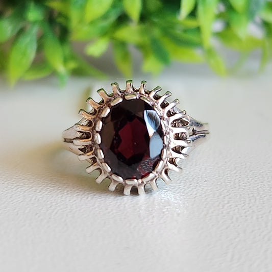 925 Sterling Silver Vintage Rhodolite Garnet Ring