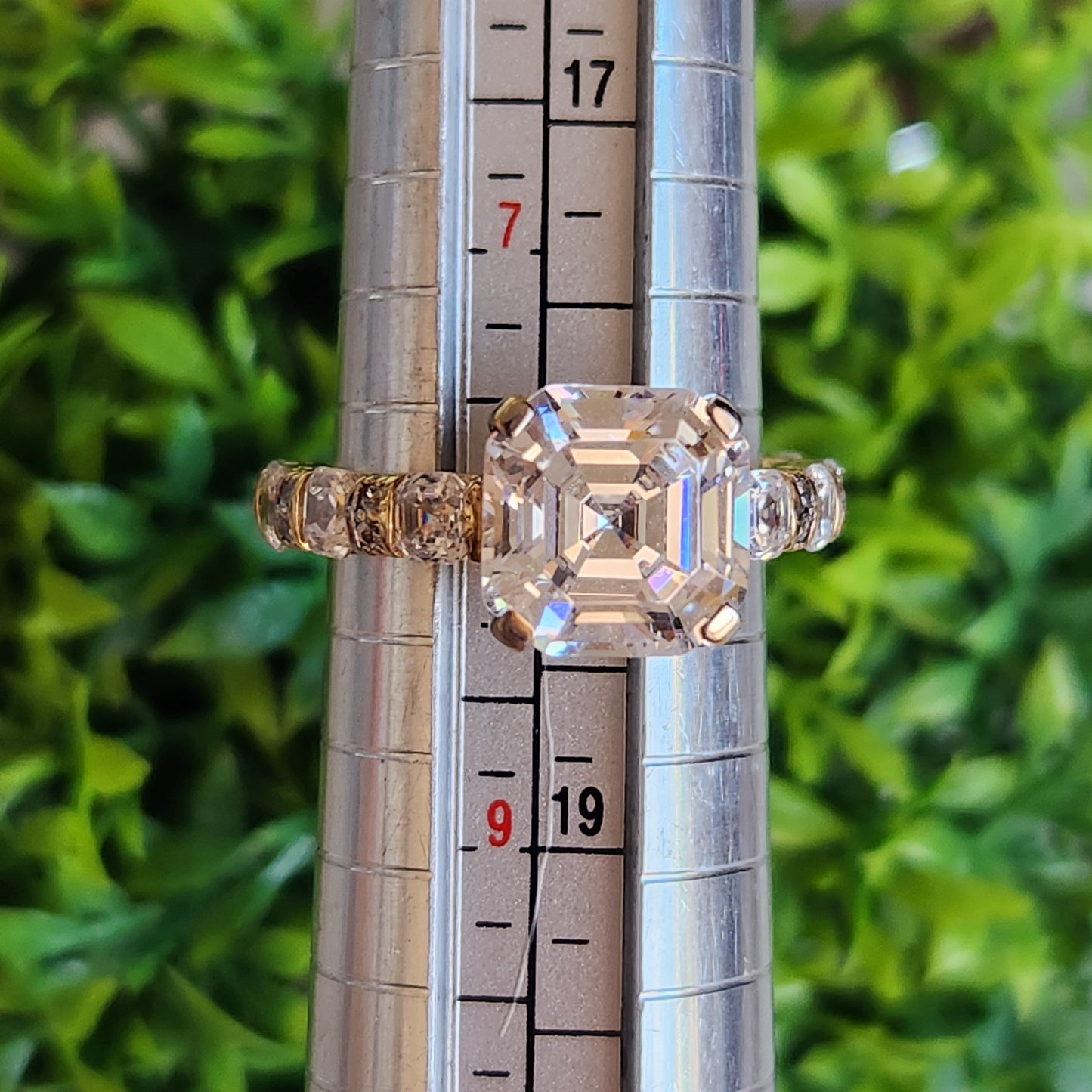 925 Sterling Silver Vermeil Emerald Cut CZ Ring