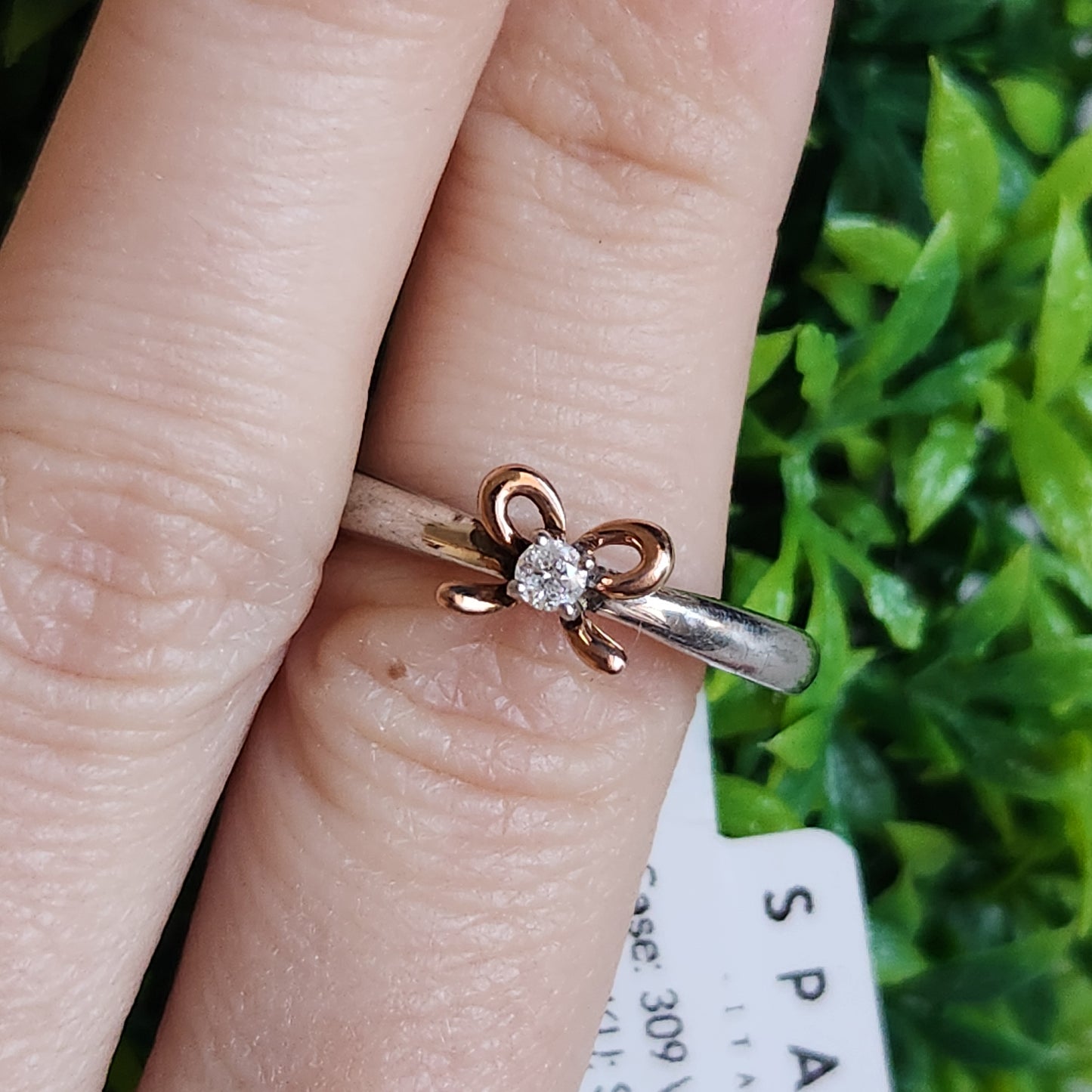 925 Sterling Silver & 14k Gold Bow-Tie Diamond Ring