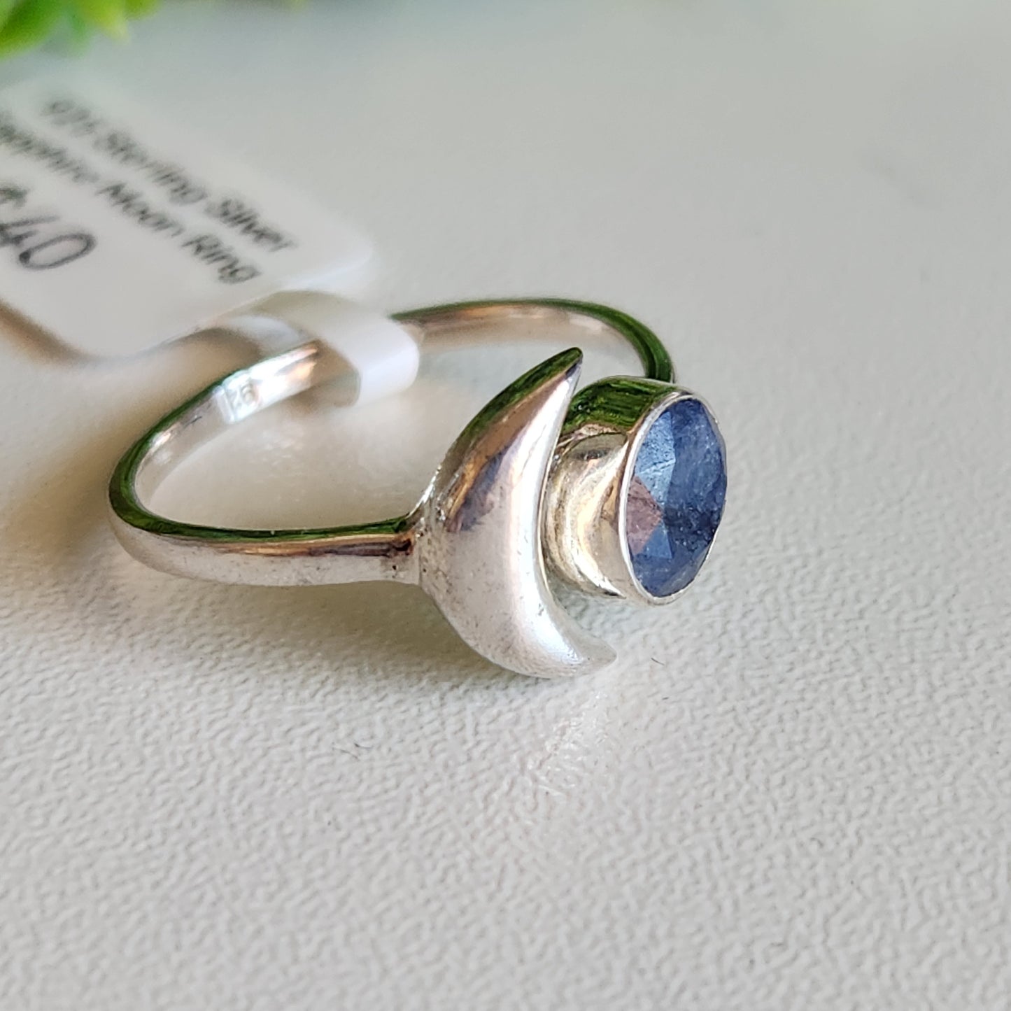925 Sterling Silver Sapphire Moon Ring