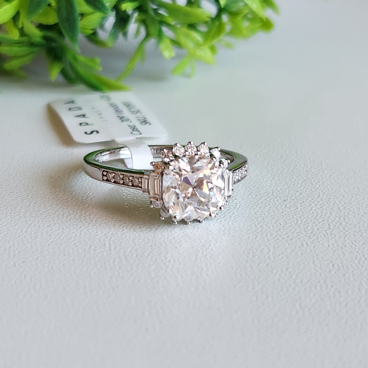 925 Sterling Silver European Halo CZ Engagement Ring