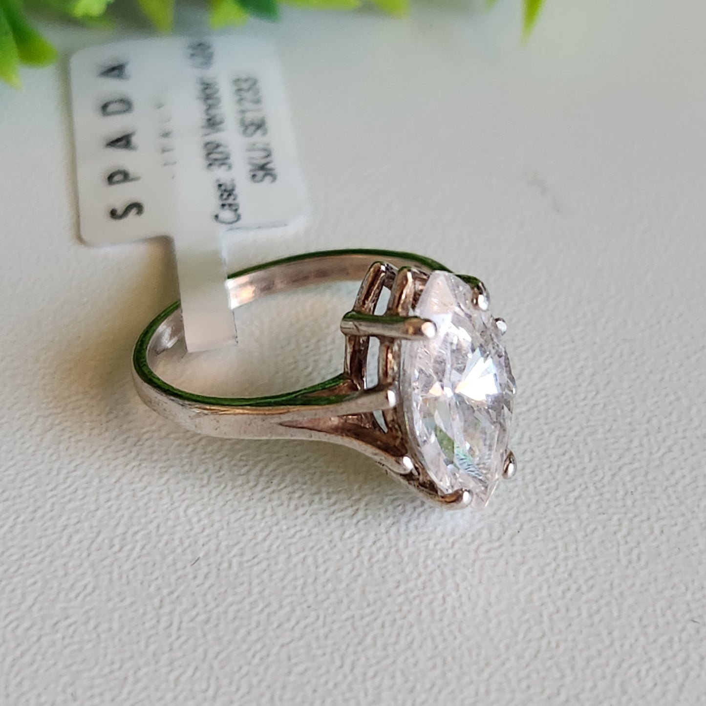925 Sterling Silver Marquise Single Solitaire Ring