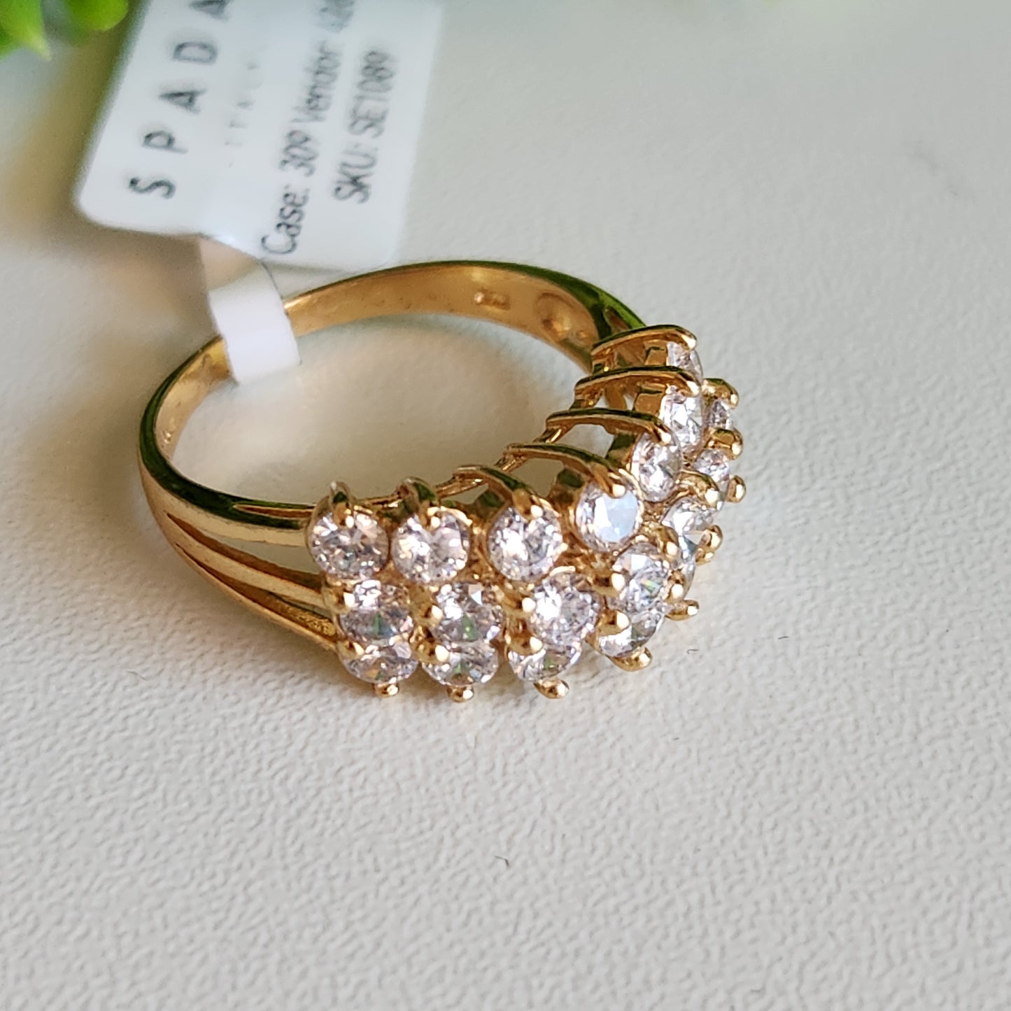 925 Sterling Silver Vermeil Multi Row CZ Ring