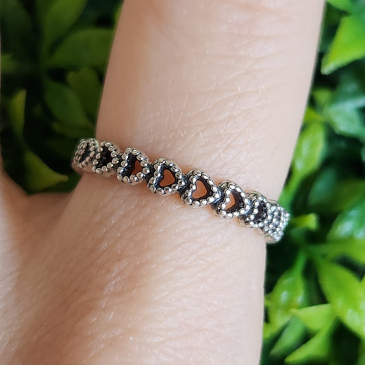 925 Sterling Silver Hearts Eternity Ring