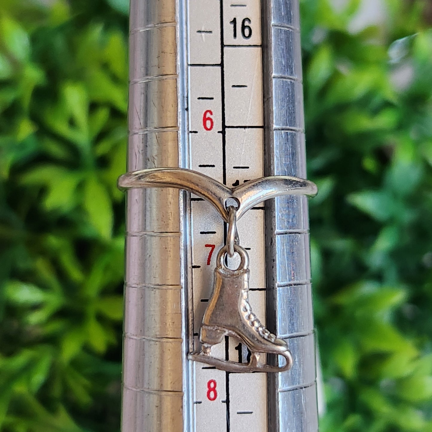 925 Sterling Silver Ice Skate Charm Ring