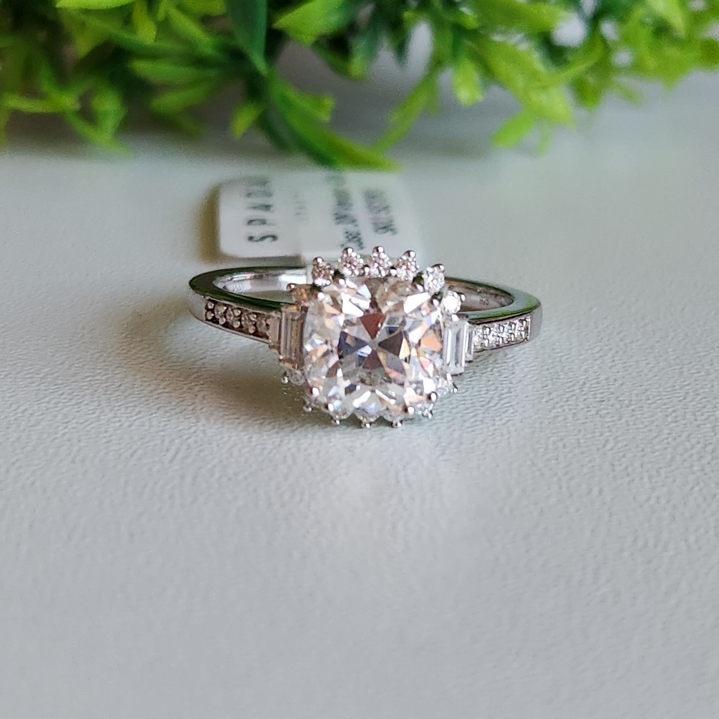 925 Sterling Silver European Halo CZ Engagement Ring