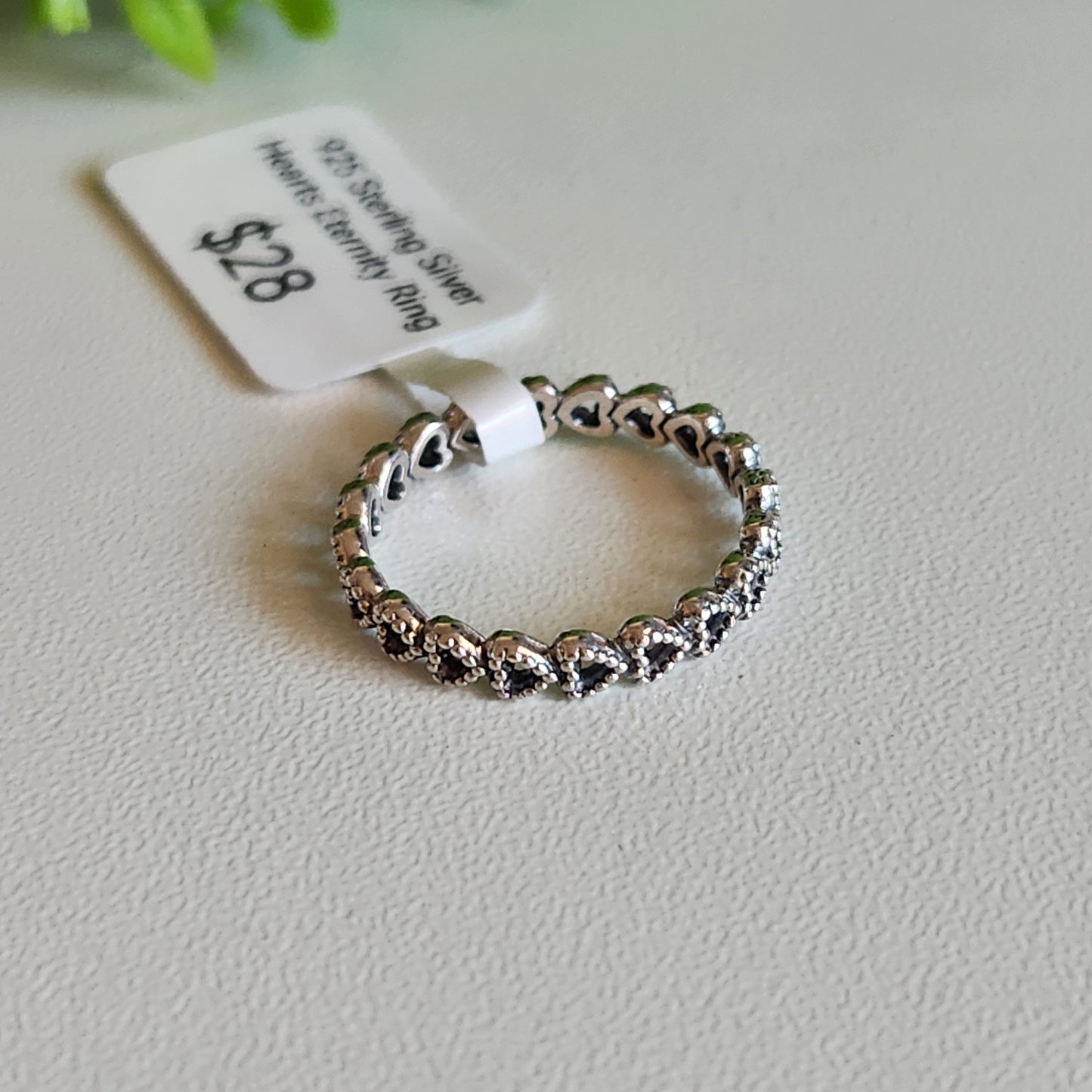 925 Sterling Silver Hearts Eternity Ring