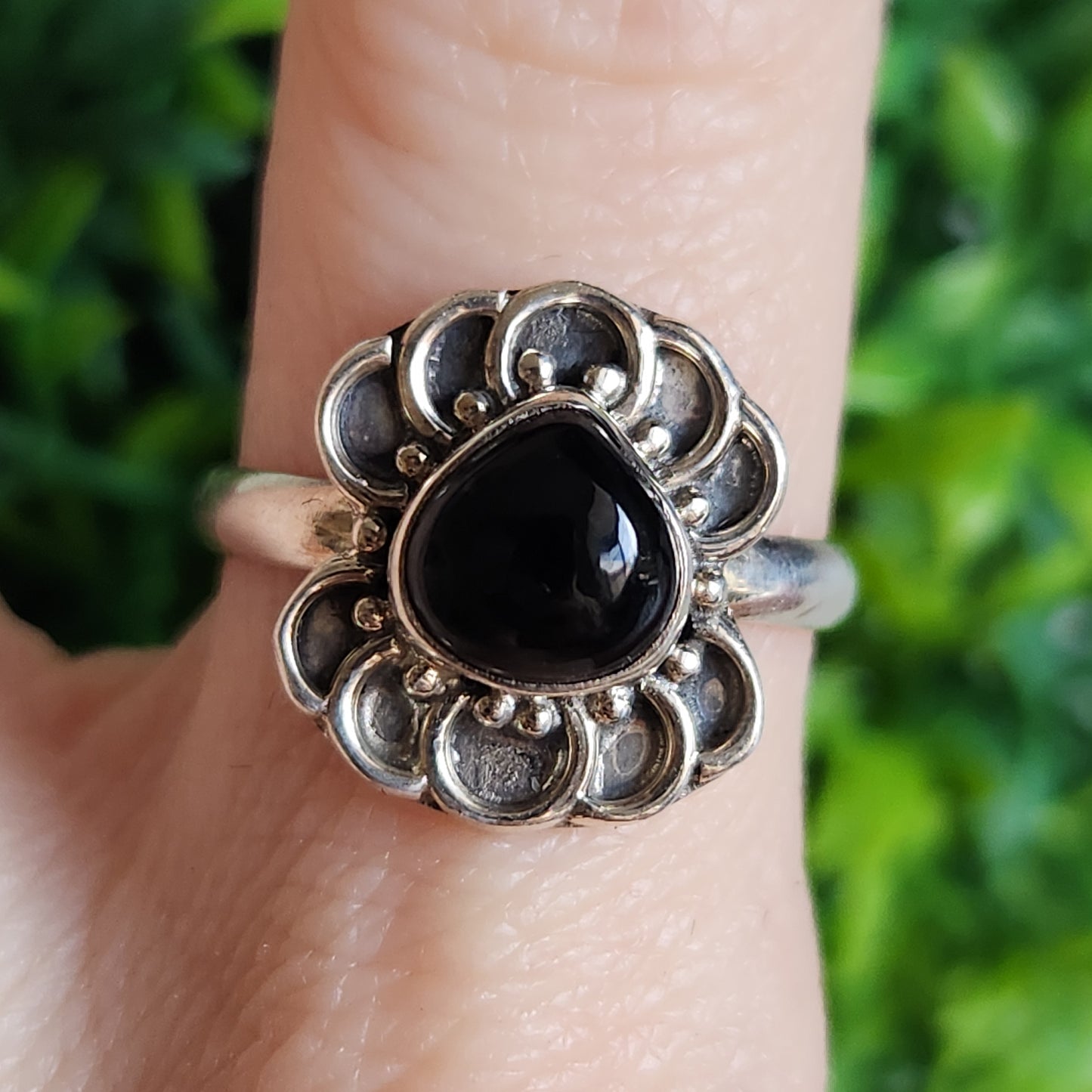 925 Sterling Silver Obsidian Ring