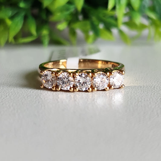 925 Sterling Silver Vermeil 5-Stone CZ Ring