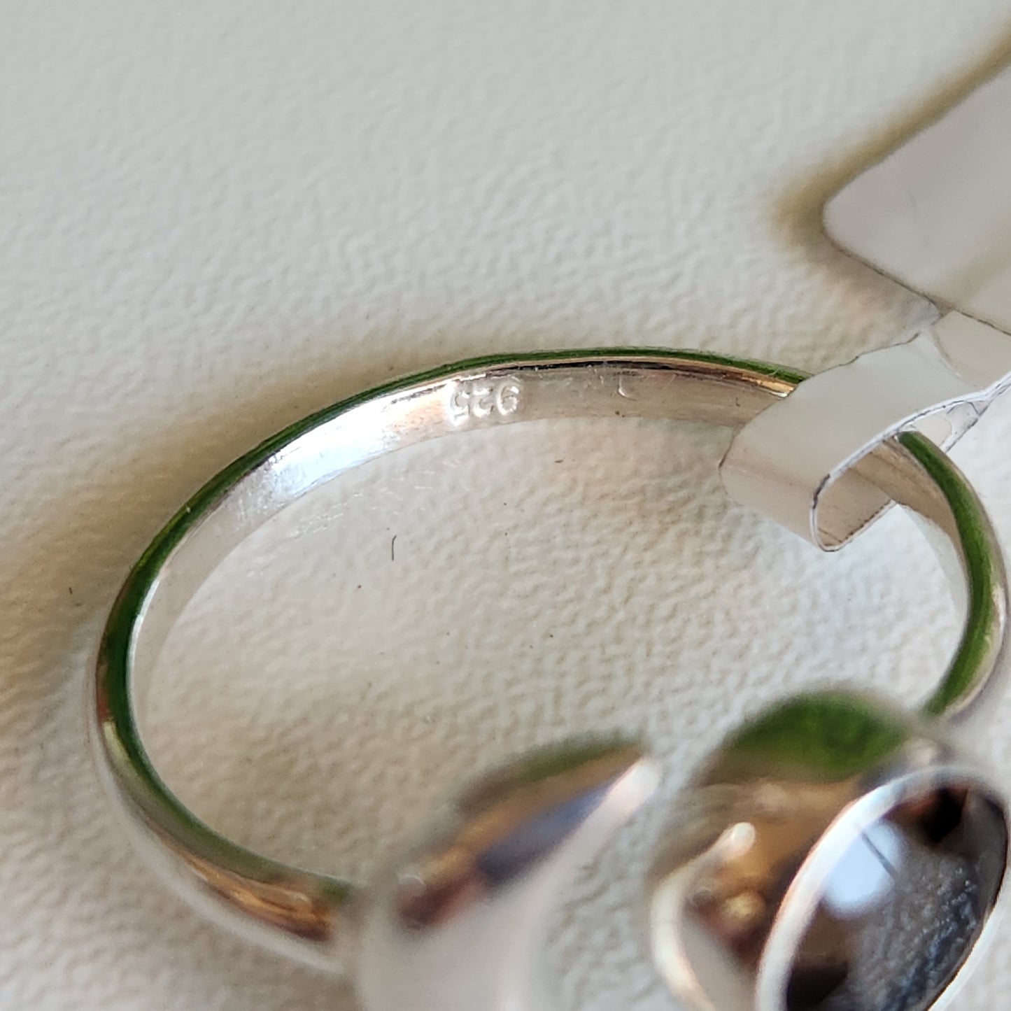 925 Sterling Silver Smoky Quartz Moon Ring