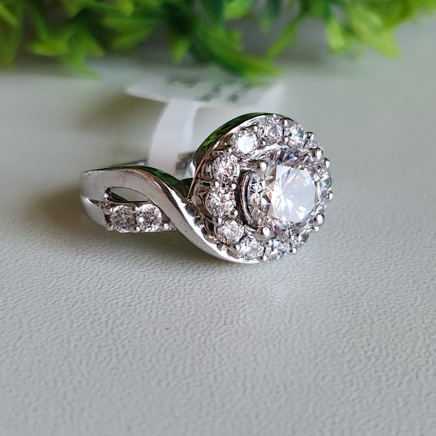 925 Sterling Silver RBC Halo Swirl CZ Ring