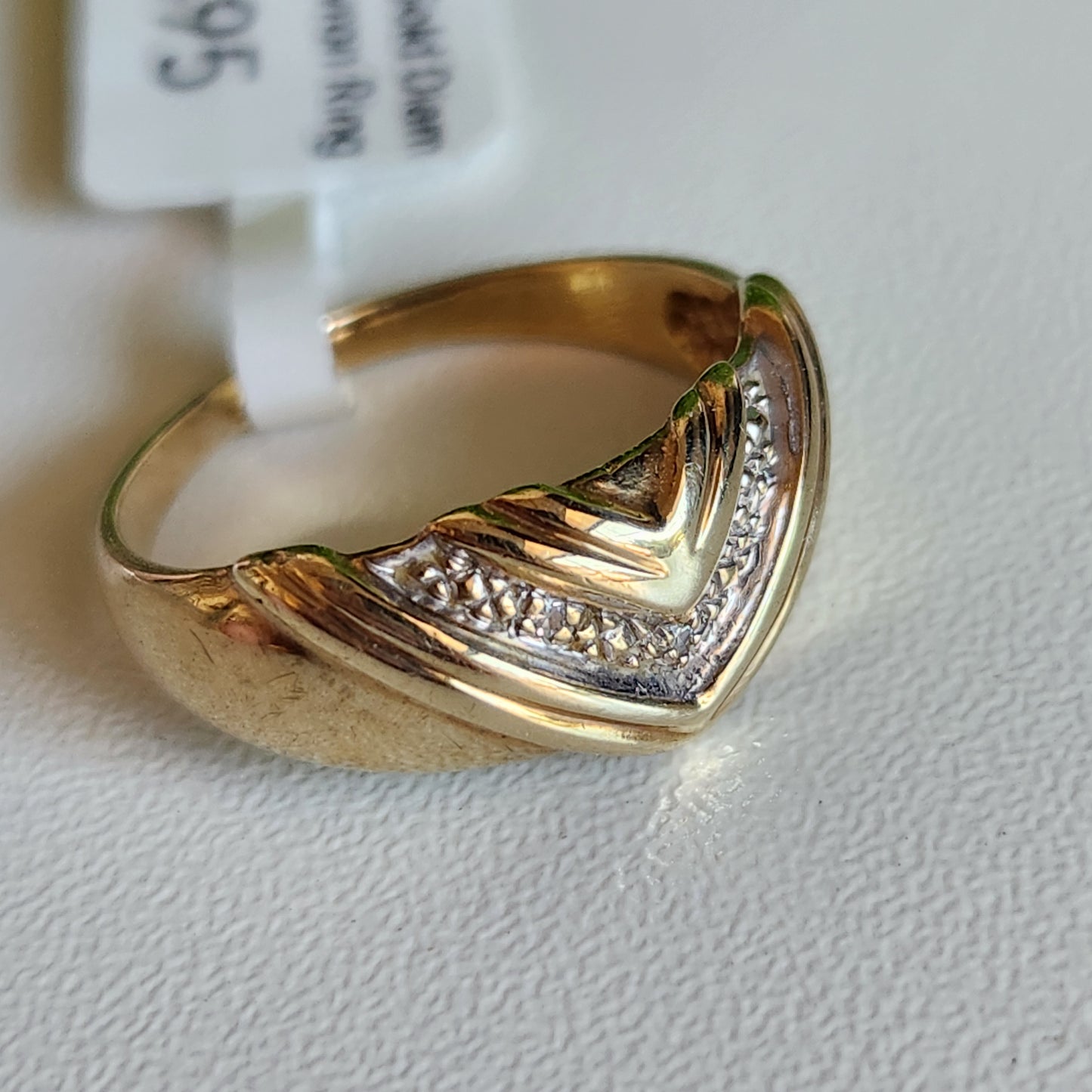 9kt White Gold and Diamond Chevron Ring