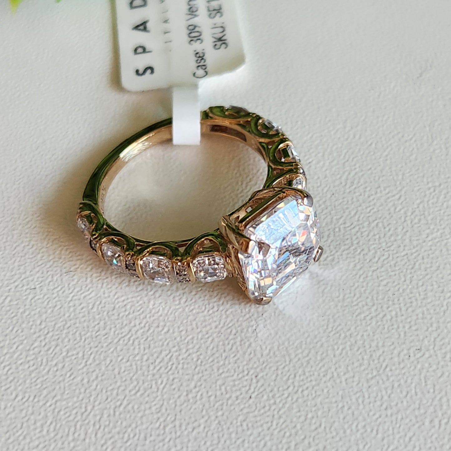 925 Sterling Silver Vermeil Emerald Cut CZ Ring