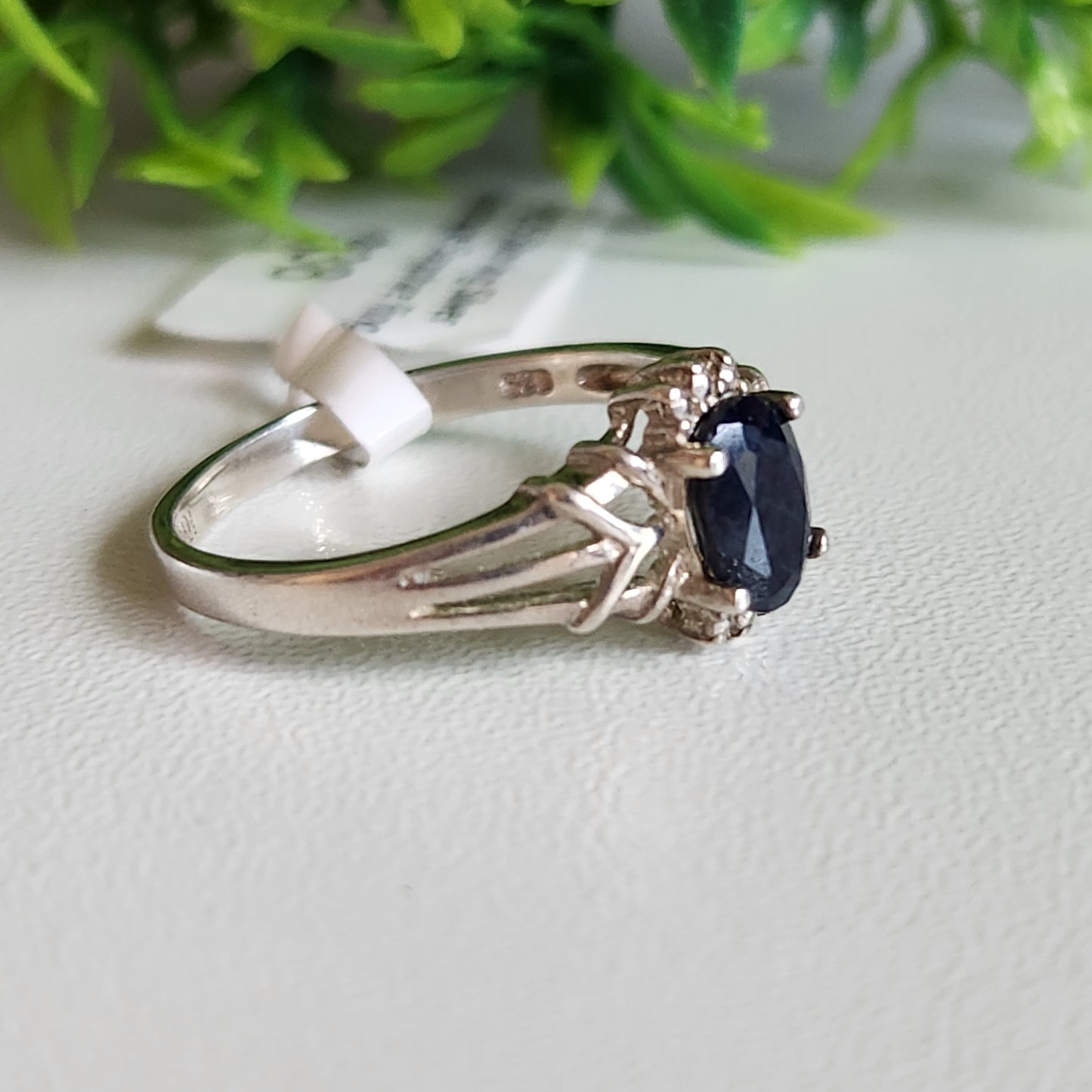 925 Sterling Silver Deco Sapphire Ring