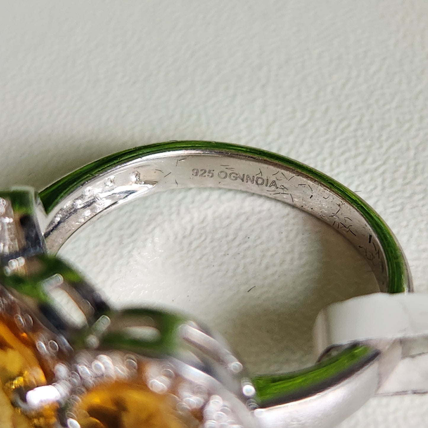 925 Sterling Silver Oval 3-Stone Yellow CZ Ring
