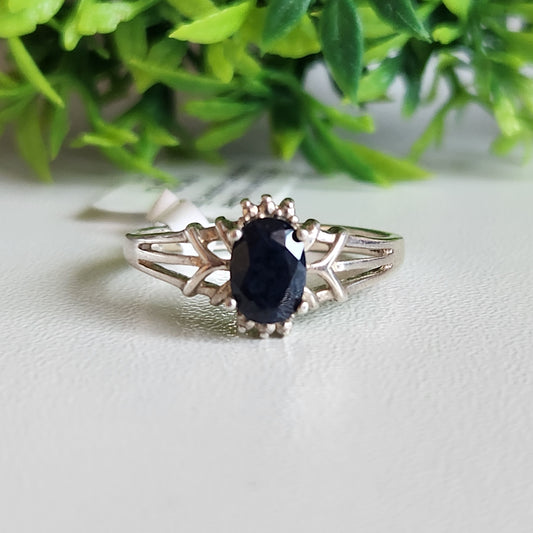 925 Sterling Silver Deco Sapphire Ring