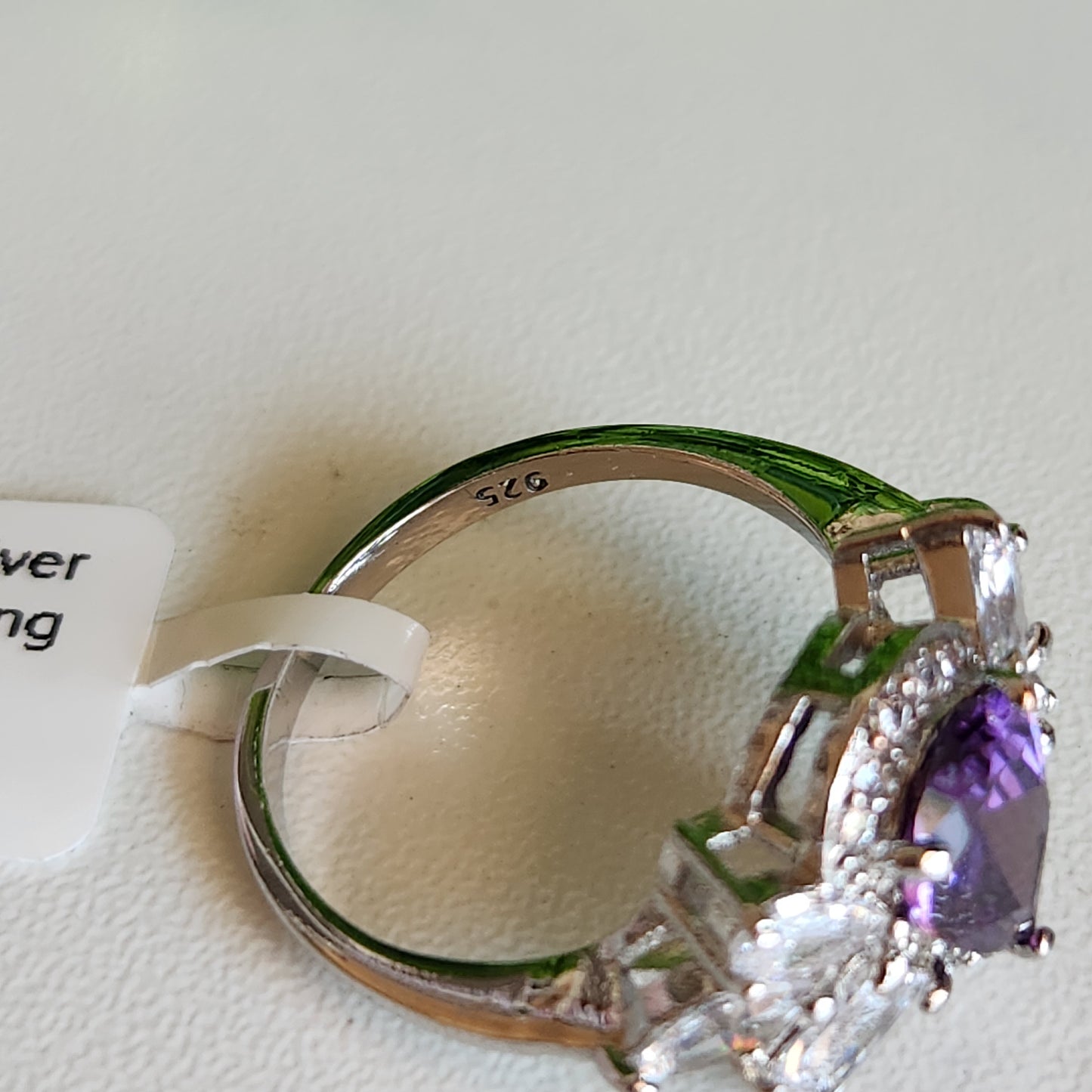 925 Sterling Silver Amethyst Winged CZ Ring