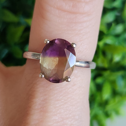 925 Sterling Silver Purple and White Tourmaline Ring