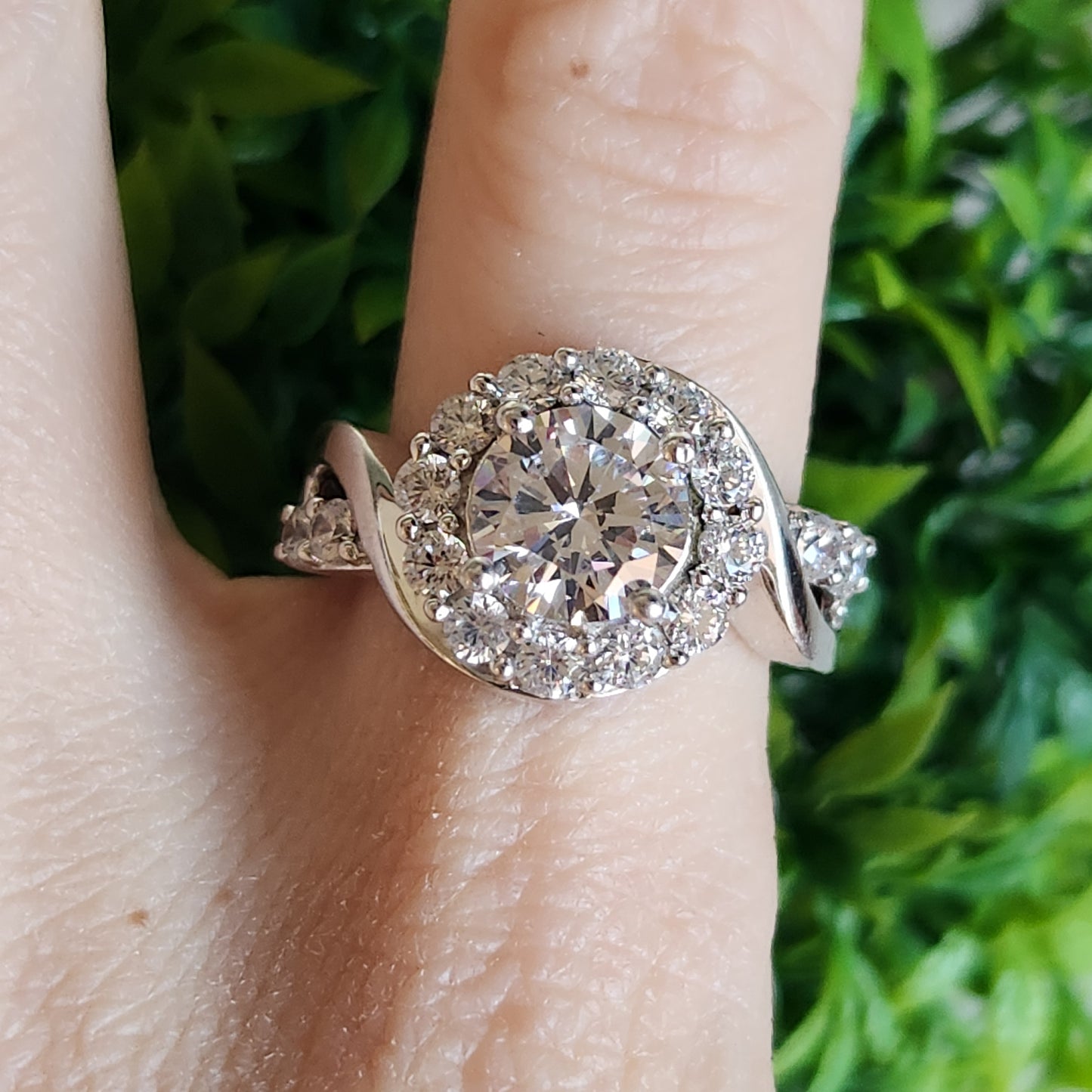 925 Sterling Silver RBC Halo Swirl CZ Ring