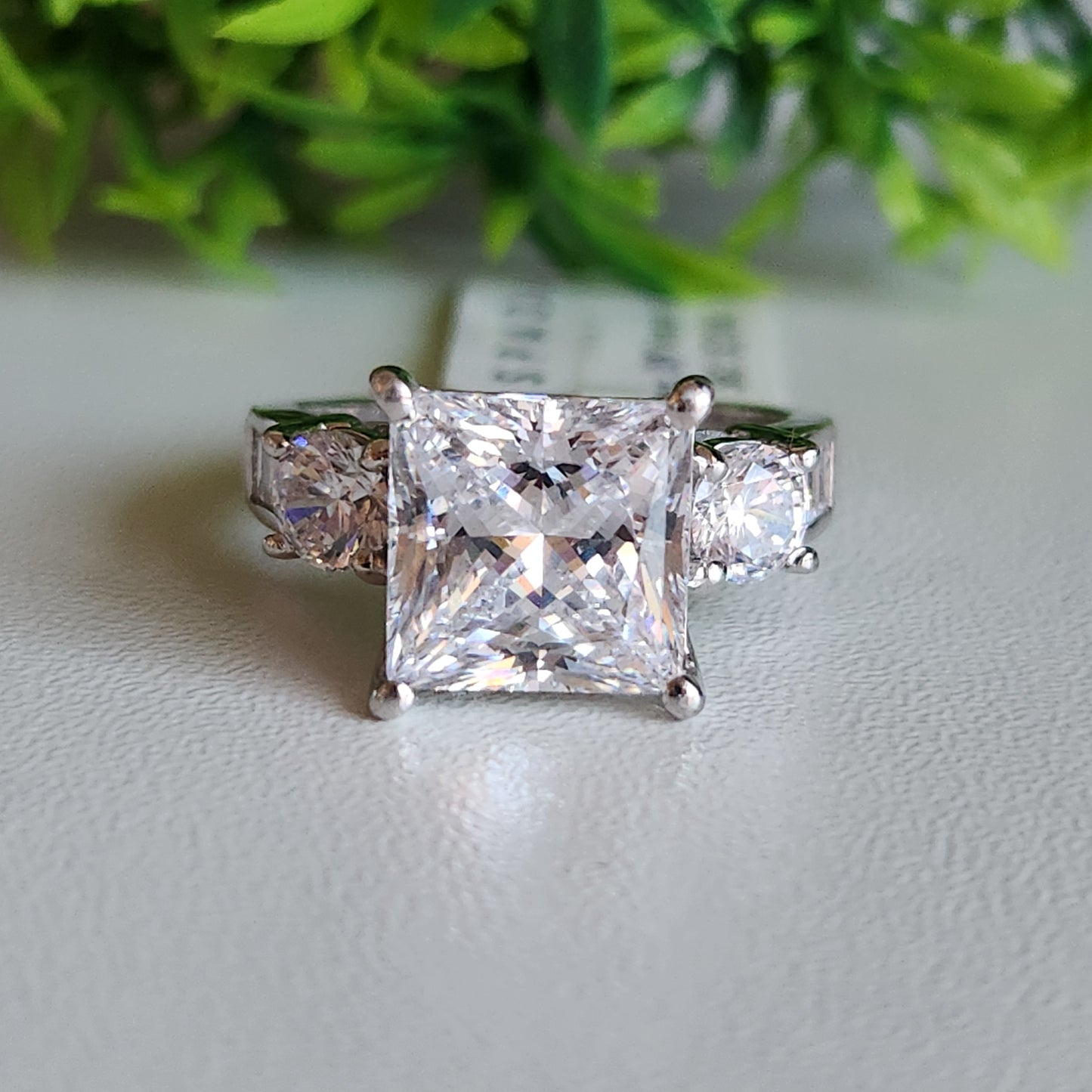 925 Sterling Silver Princess 14.7ct CZ Ring