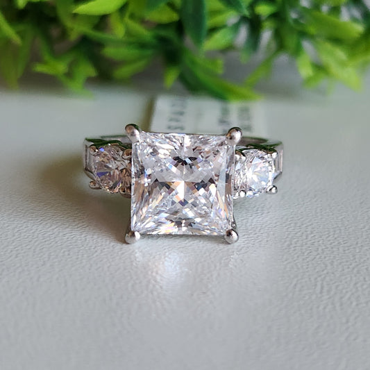 925 Sterling Silver Princess 14.7ct CZ Ring