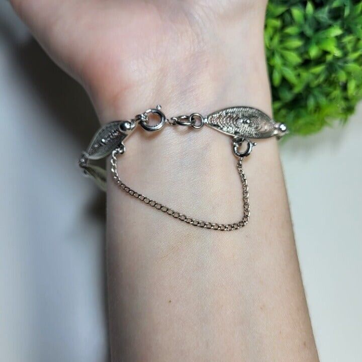 925 Sterling Silver Vintage Marquise Bracelet