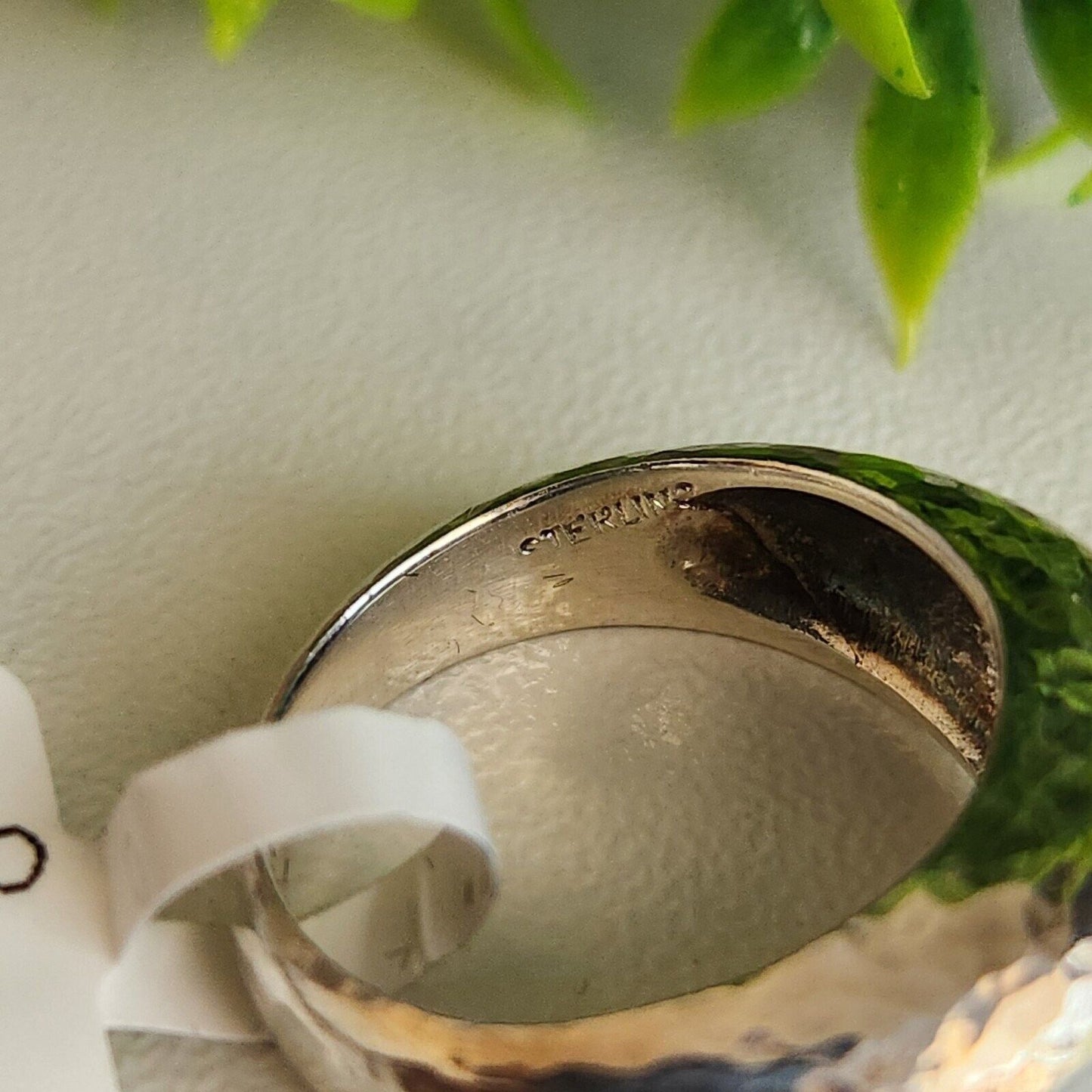 925 Sterling Silver Heavy Hammered Dome Ring