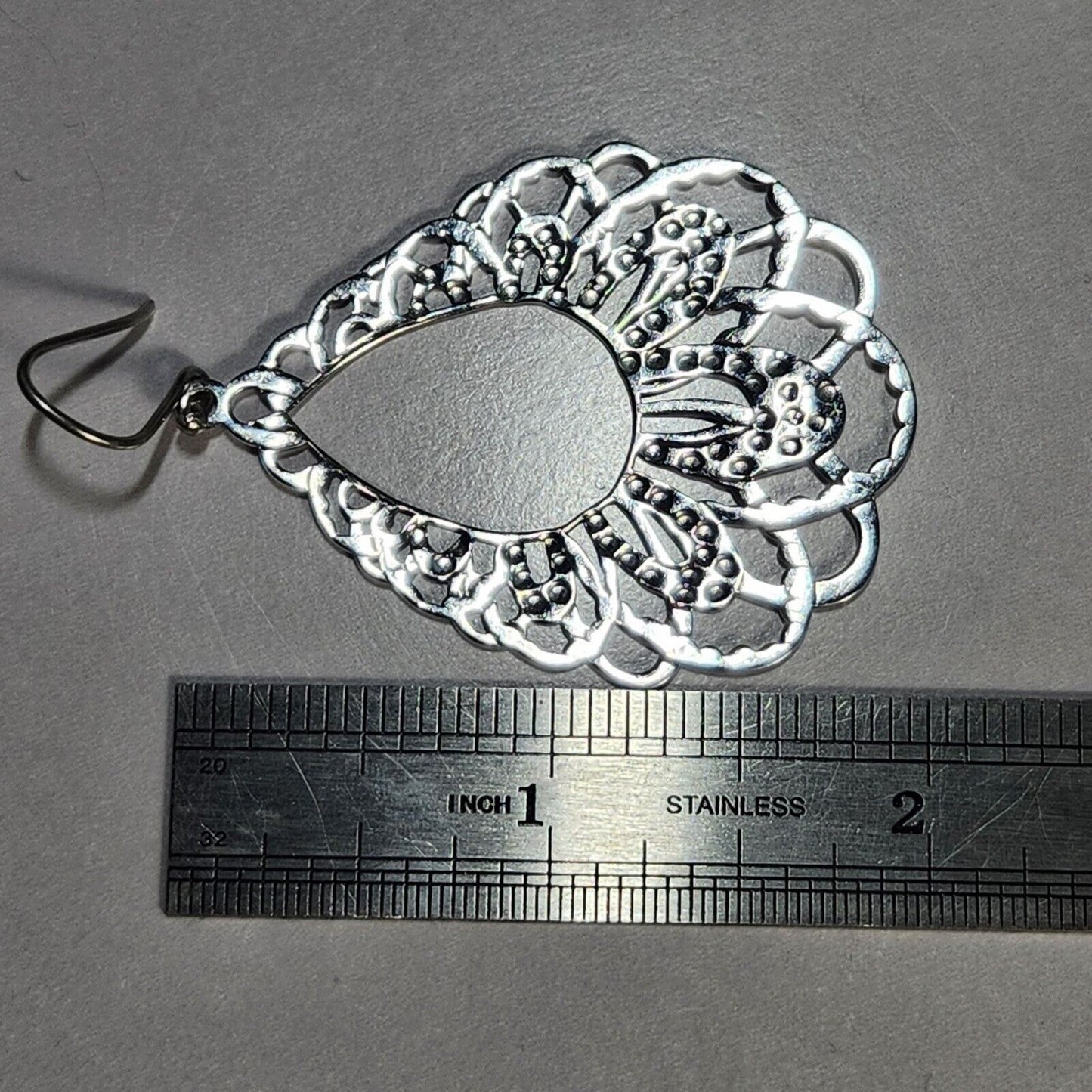 925 Sterling Silver Teardrop Ornate Earrings