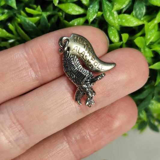 925 Sterling Silver North Pole Alaska Eagle Charm