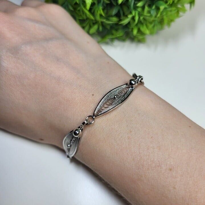 925 Sterling Silver Vintage Marquise Bracelet