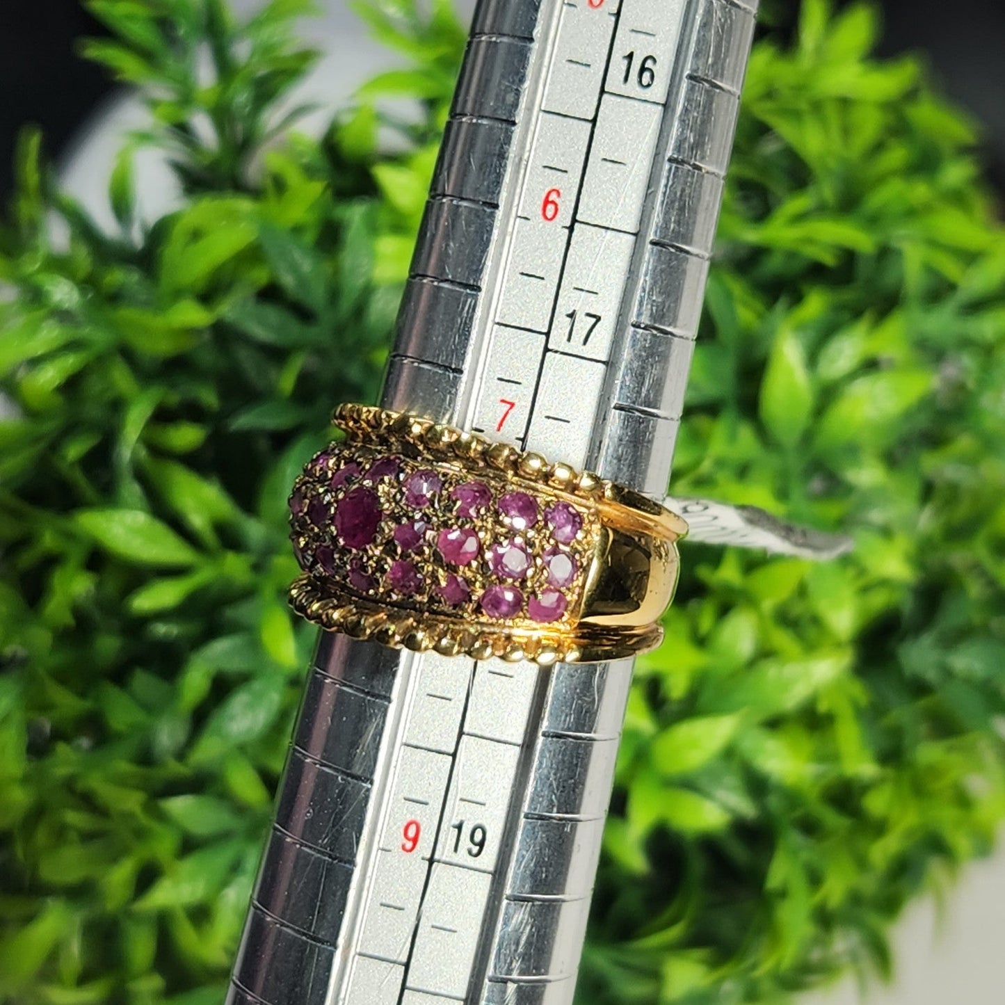 925 Sterling Silver Vermeil Gold Plated Red Stone Ring