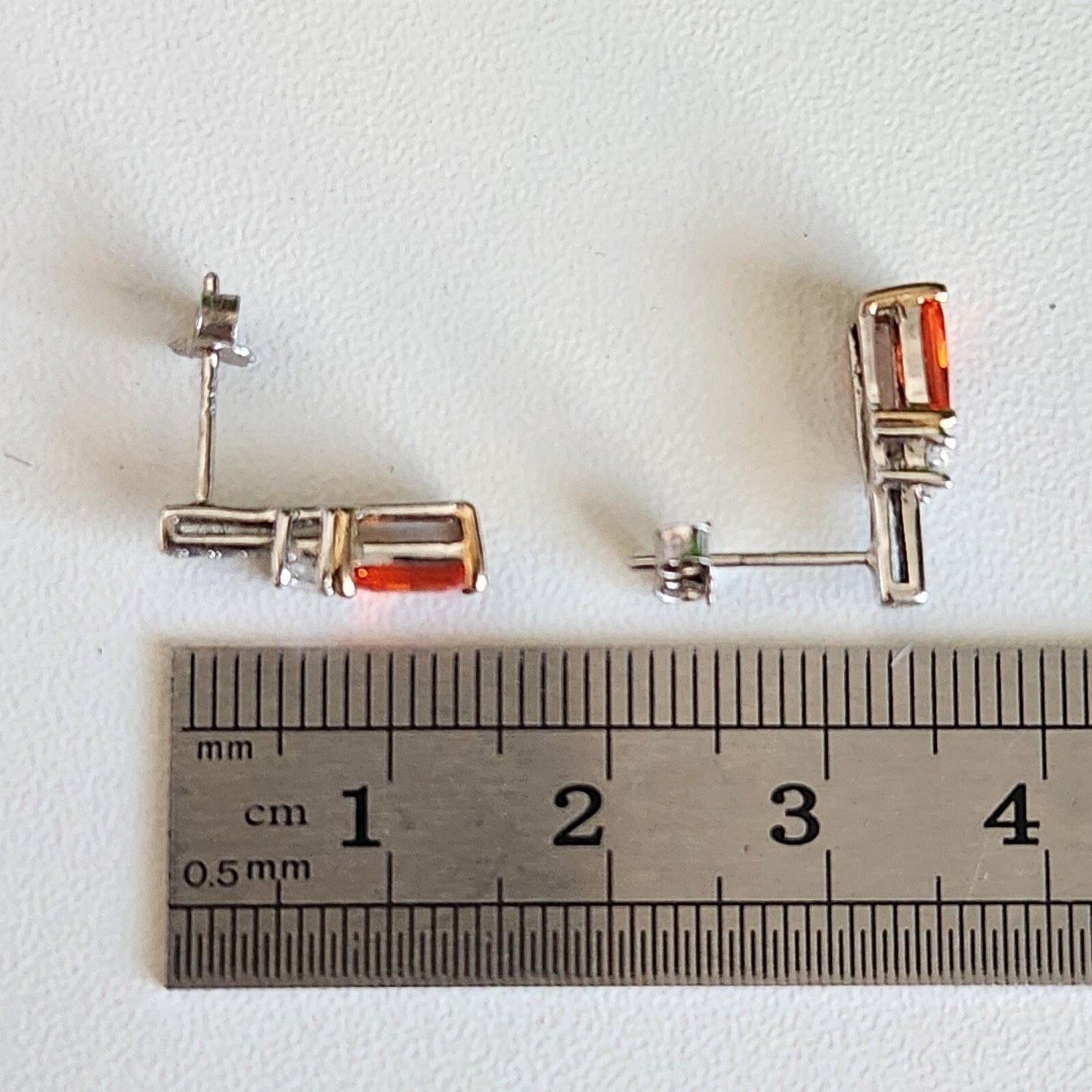 925 Sterling Silver Orange CZ Stud Earrings