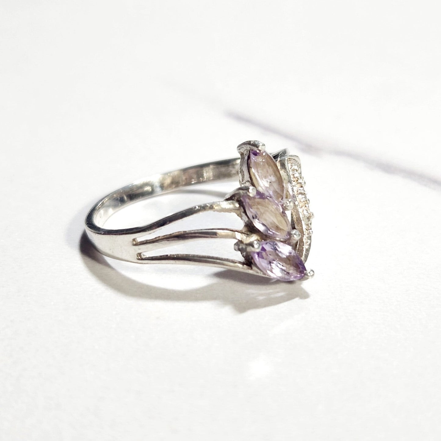 925 Sterling Silver Pink Marquise Ring