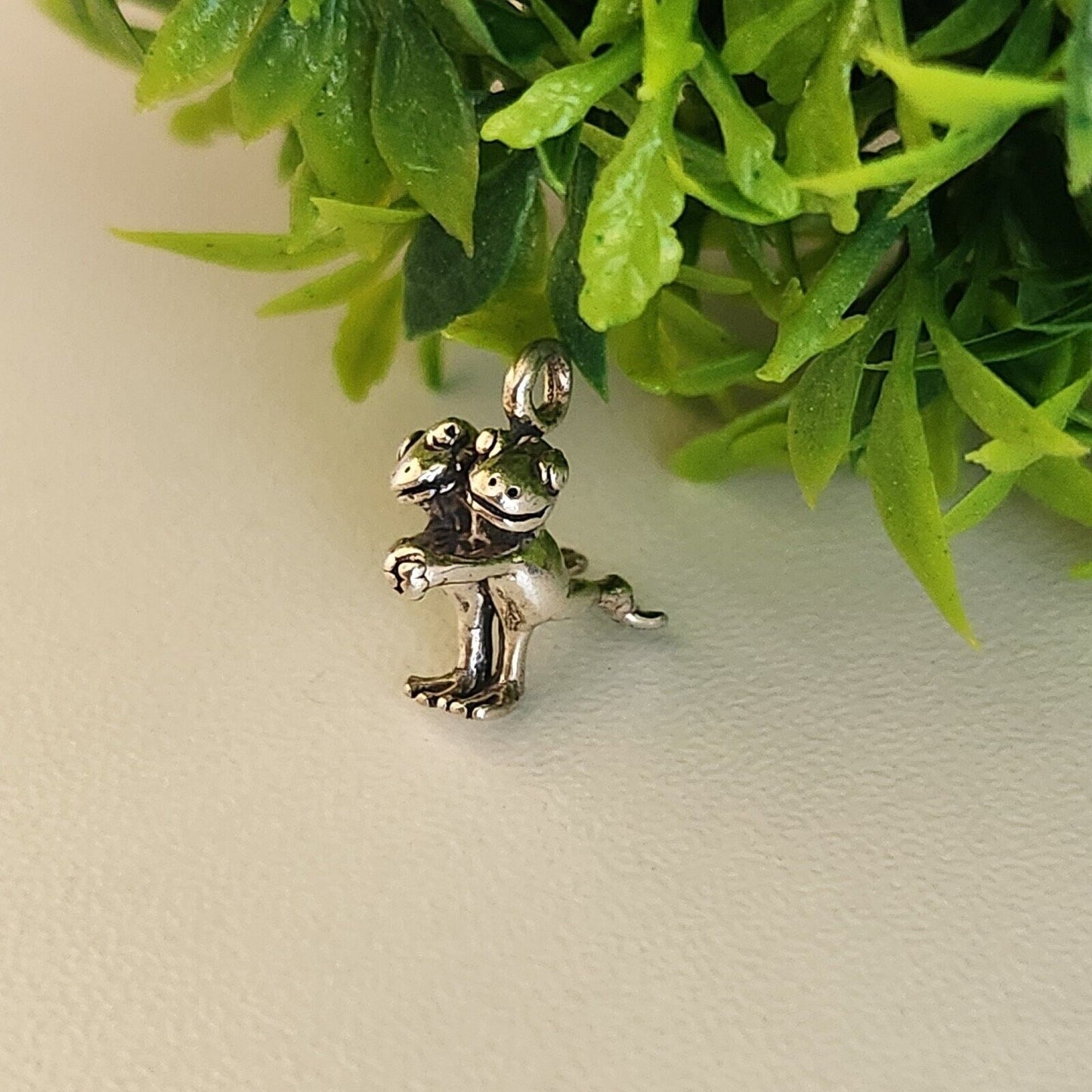 925 Sterling Silver Dancing Frogs Charm