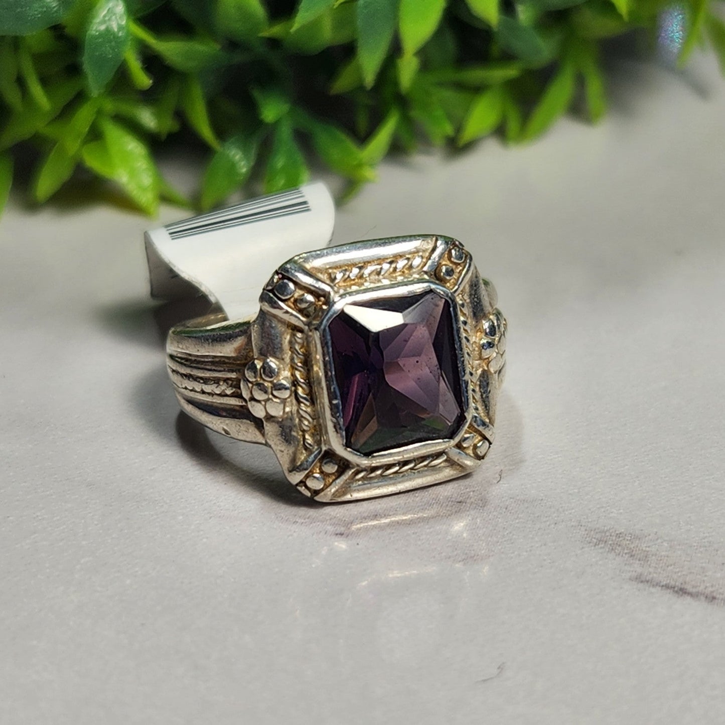 925 Sterling Silver Purple Stone Ring