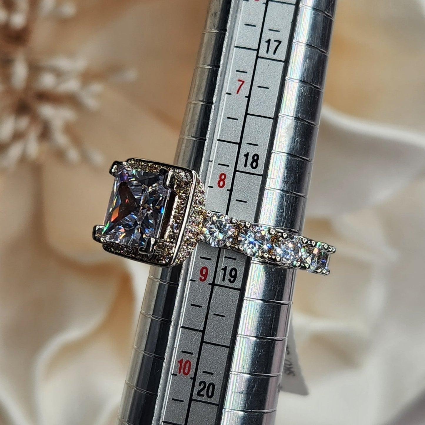 925 Sterling Silver Forever Princess CZ Engagement Ring