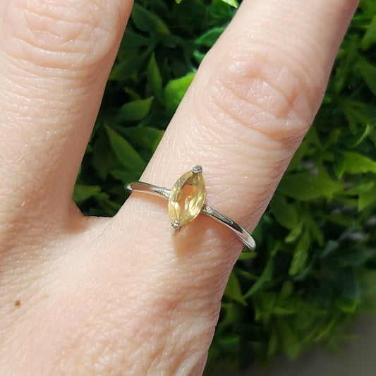 925 Sterling Silver Marquise Citrine Ring