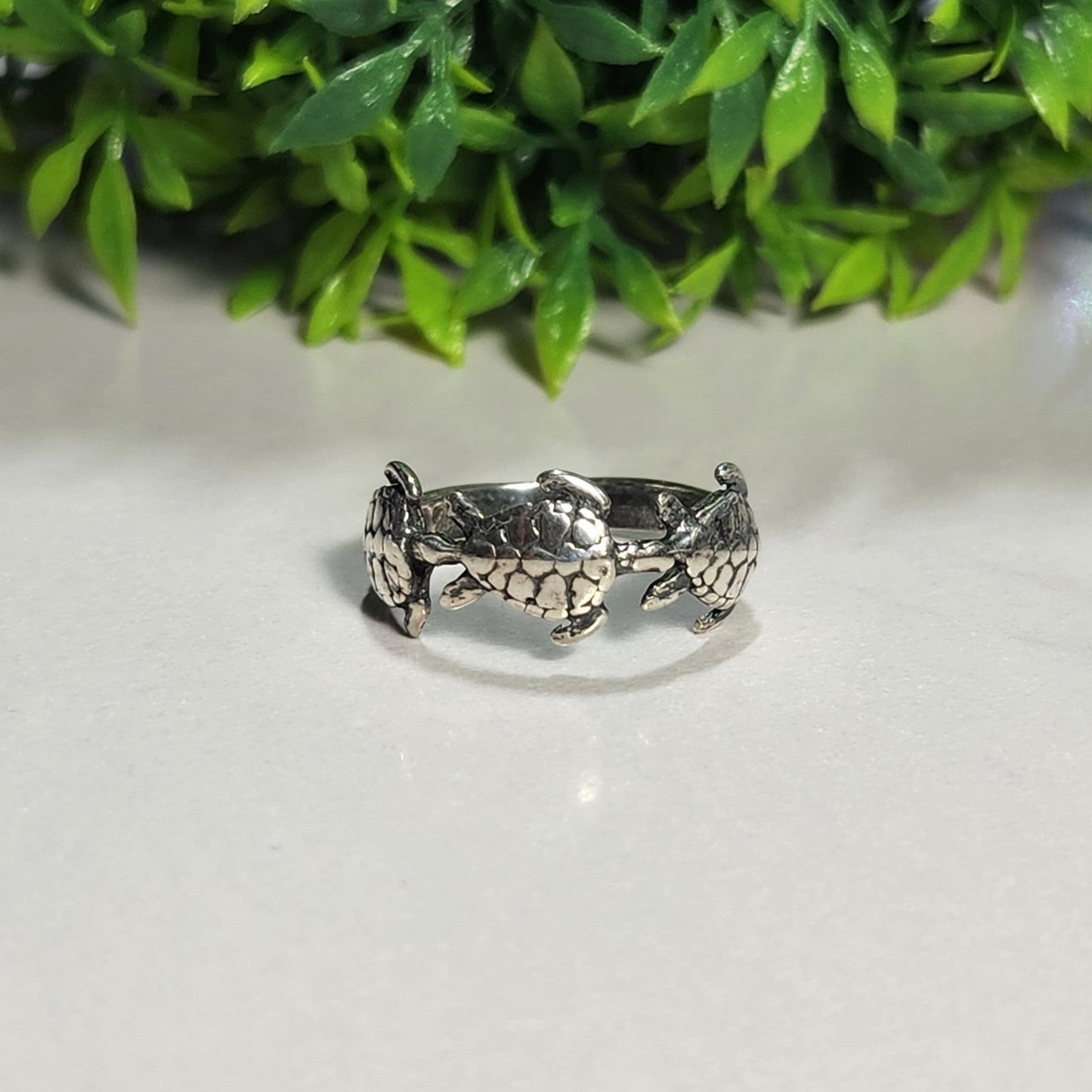 925 Sterling Silver Turtles Ring
