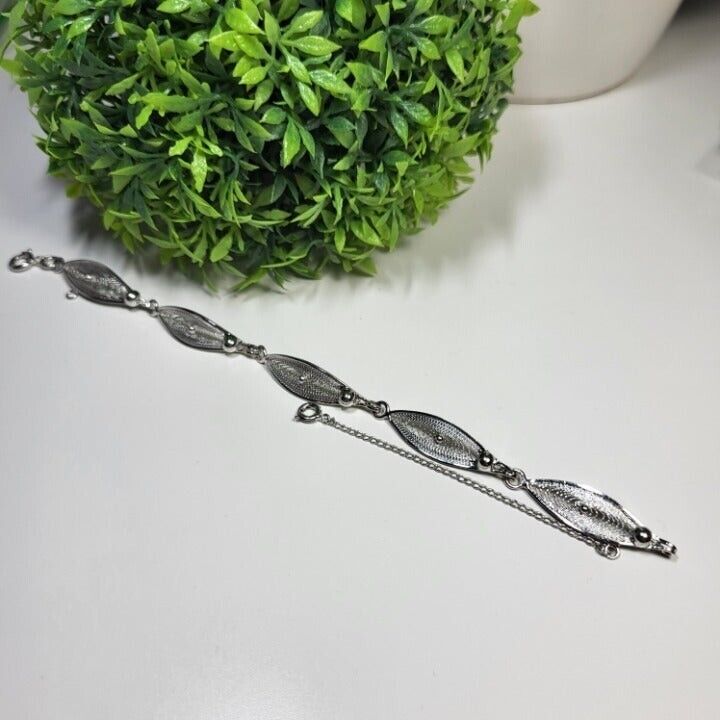 925 Sterling Silver Vintage Marquise Bracelet
